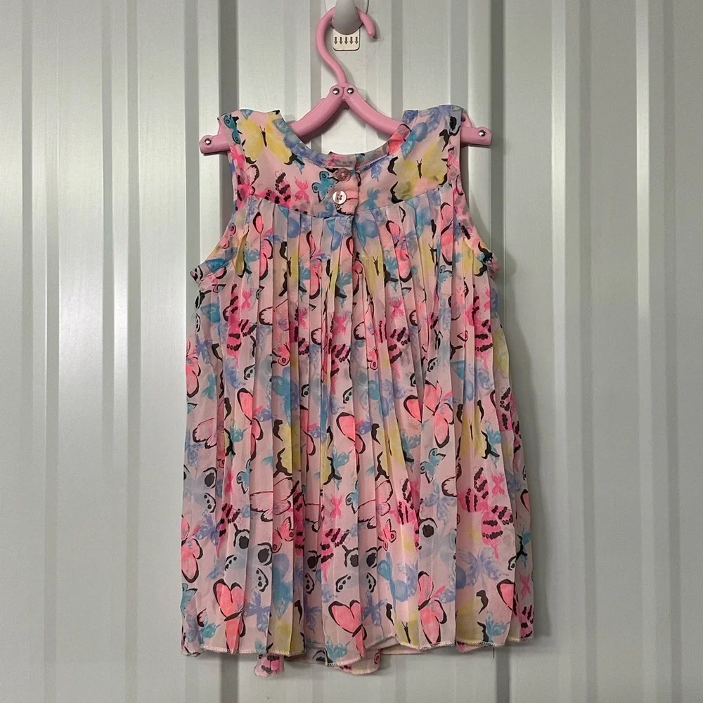 Vintage Koalakids Infant Girls 12M-18M Pleated Pattern Print Summer Dress